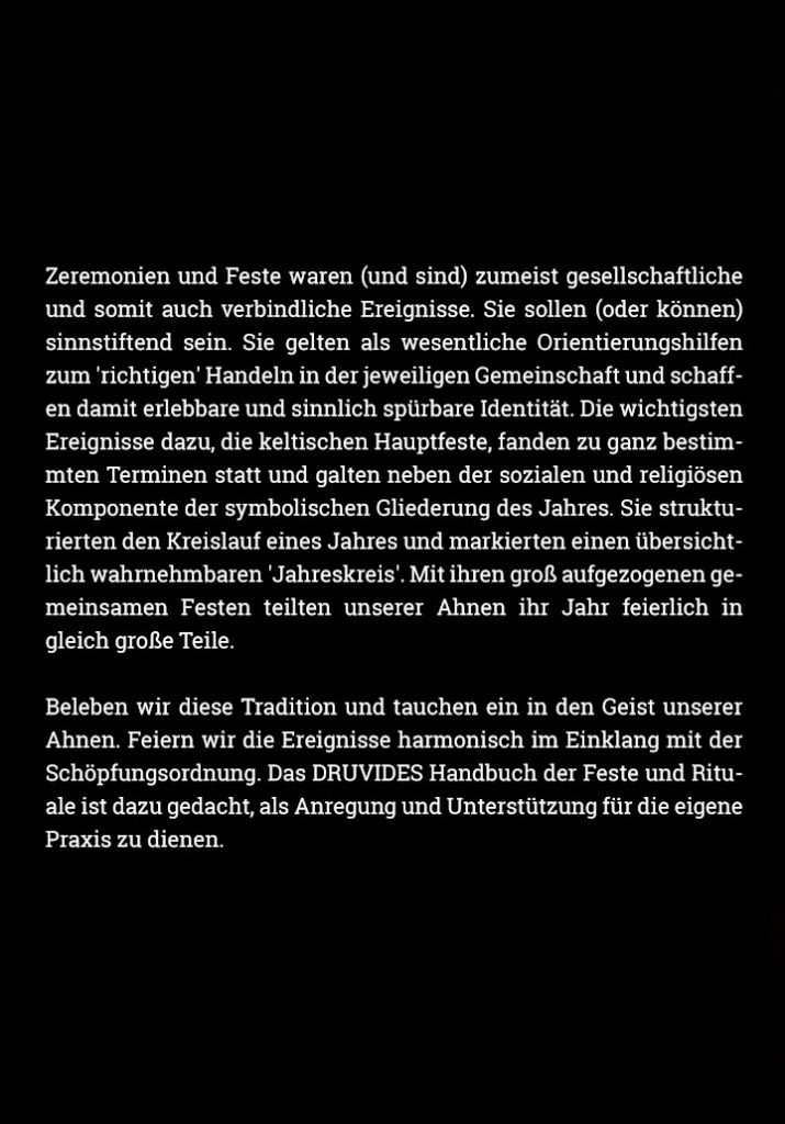 DRUVIDES Handbuch der Feste und Rituale - Buchrückseite